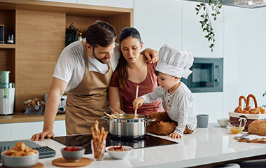 happy family cooking